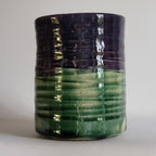 Tea Cup medium size with Wabi Sabi carved design and drippy glazes