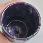 Tea Cup medium size with Wabi Sabi carved design and drippy glazes
