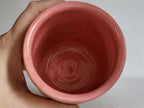 Tea Cup pink, Buddha face, serene happy face carved design. Pink era
