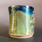 Green Man Mug with Green and Blue Glaze Left-Handed Mug