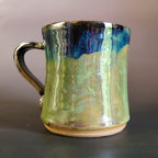 Green Man Mug with Green and Blue Glaze Left-Handed Mug