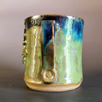 Green Man Mug with Green and Blue Glaze Left-Handed Mug