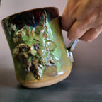 Green Man Mug with Green and Blue Glaze Left-Handed Mug