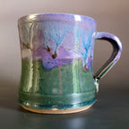 Green Man Mug in Purple and Green Glaze