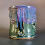 Green Man Mug in Purple and Green Glaze