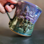 Green Man Mug in Purple and Green Glaze
