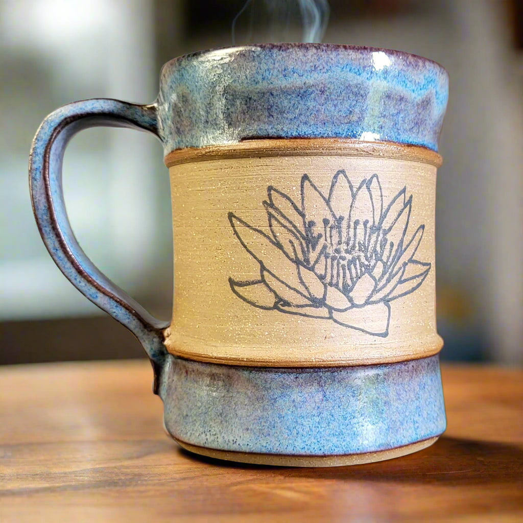 Mug with lotus design
