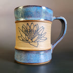 Blue Lotus Mug with blue glaze