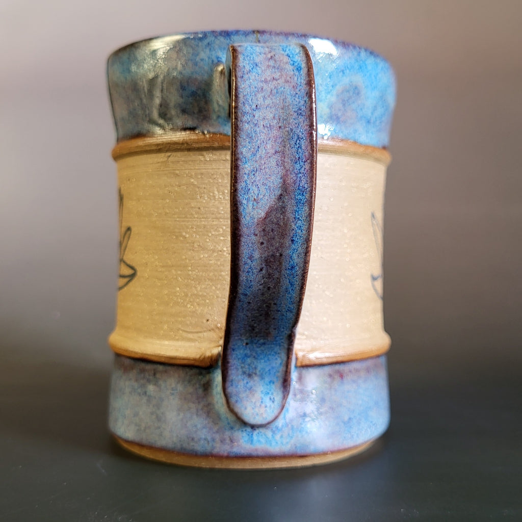 Blue Lotus Mug with blue glaze
