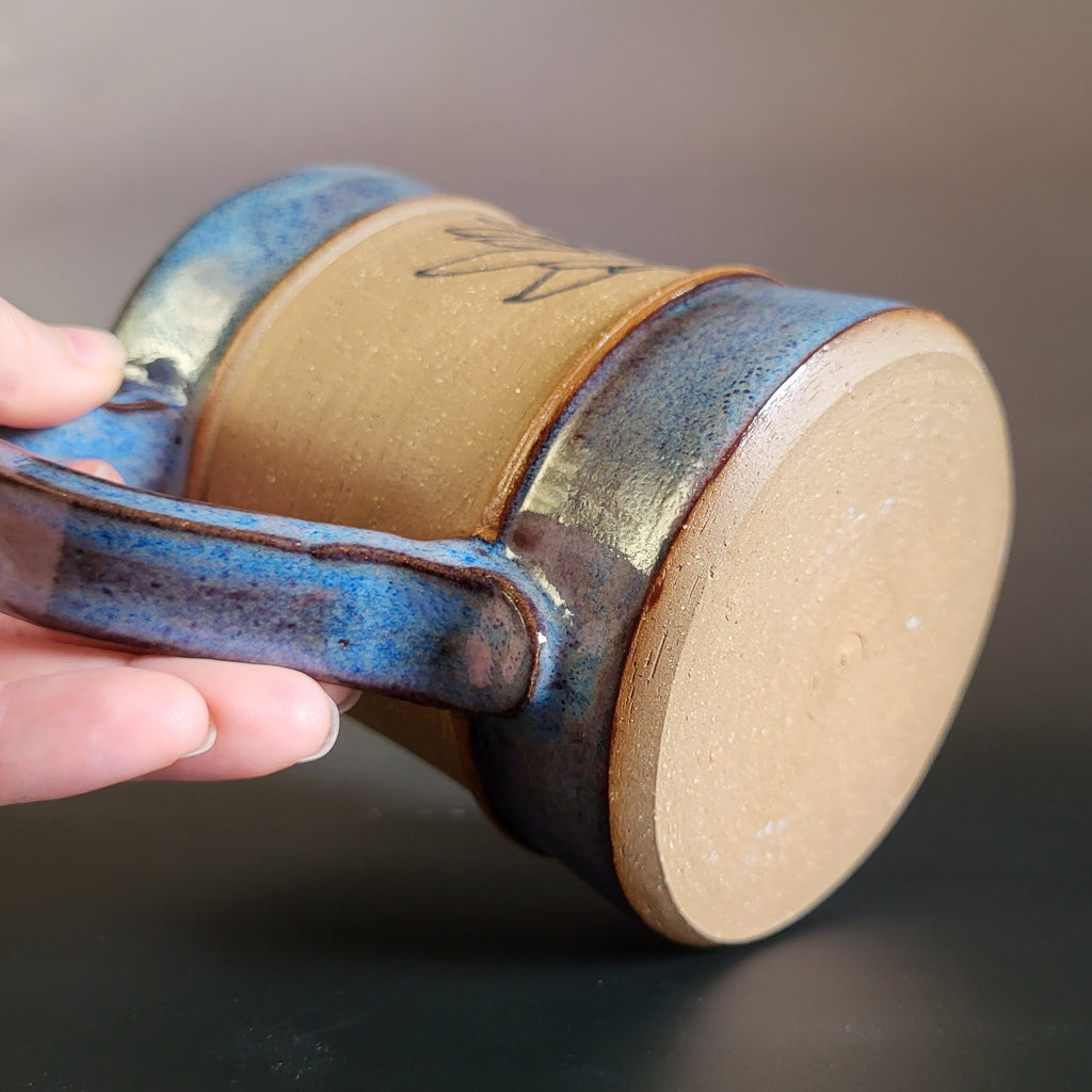 Blue Lotus Mug with blue glaze