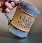 Blue Lotus Mug with blue glaze