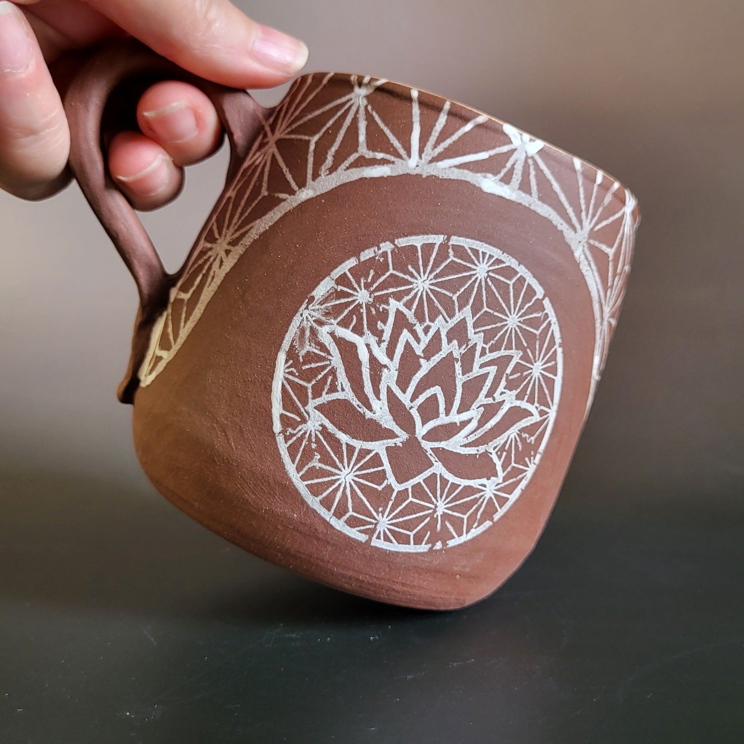 Lotus geometric design mug
