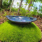 Serving Platter handcrafted with scroll handles in a blue glaze
