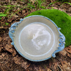 Pie Dish (9 Inch) with Scroll handles and speckled glaze