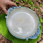 Pie Dish (9 Inch) with Scroll handles and speckled glaze