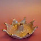 Lotus Porcelain Incense Burner with Pink and 22K Gold Accents