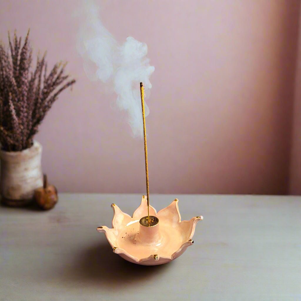 Incense burner with smoke 
