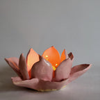 Tea light holder, Pink Lotus, Mediation room, Boho decor, Altar candle holder