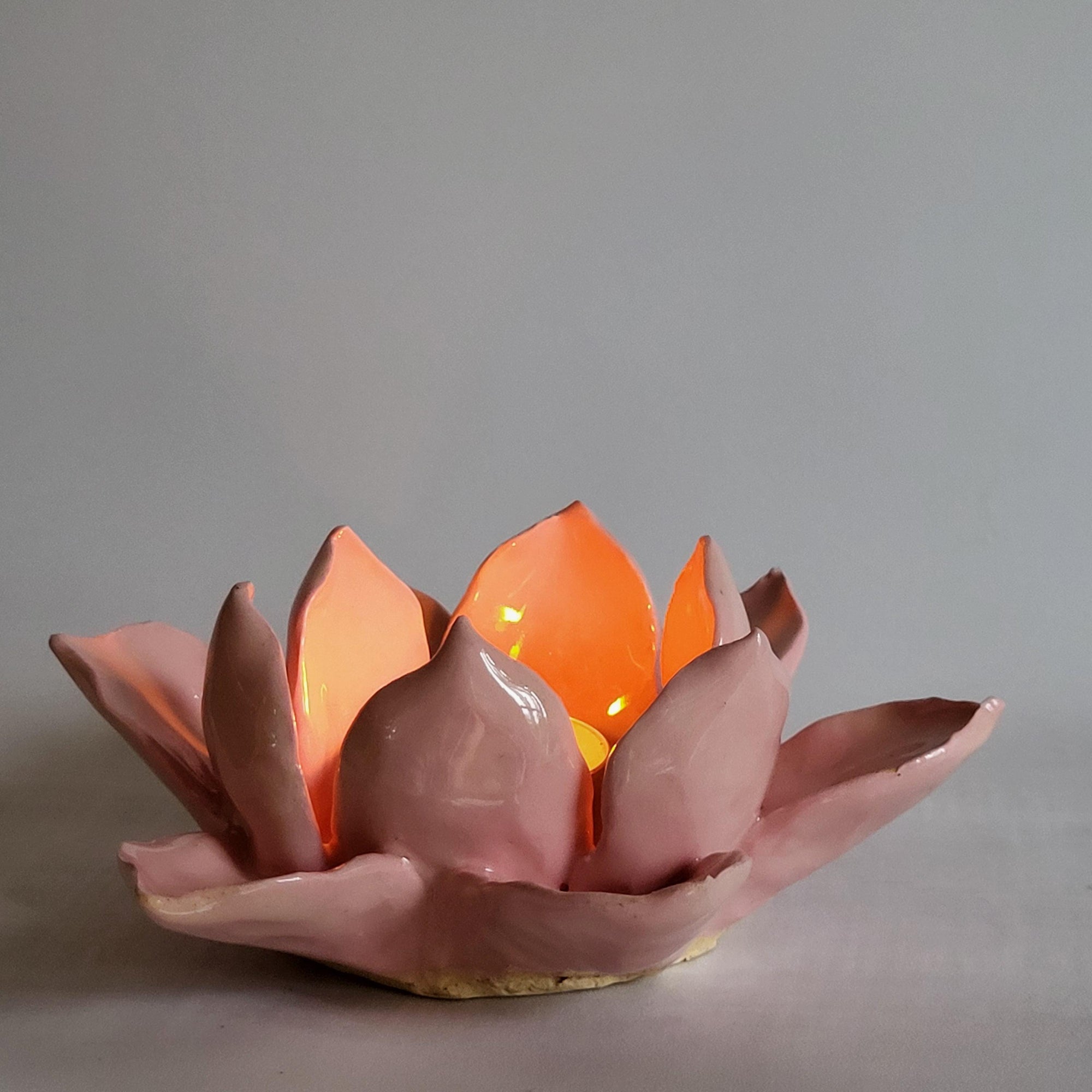 Tea light holder, Pink Lotus, Mediation room, Boho decor, Altar candle holder