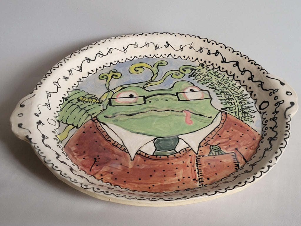 Serving plate, Frog decor, hand painted, Frog gift, Wall art, wall hanging
