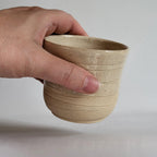 Tea Cup small size with simple carved design and beige off white glaze