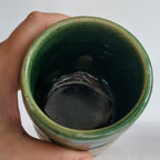 Tea Cup medium size with Wabi Sabi carved design and drippy glazes