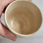Tea Cup small size with simple carved design and beige off white glaze