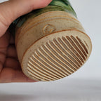 Tea Cup medium size with Wabi Sabi carved design and drippy glazes