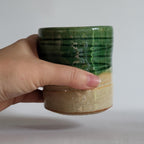 Tea Cup medium size with Wabi Sabi carved design and drippy glazes