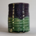Tea Cup medium size with Wabi Sabi carved design and drippy glazes
