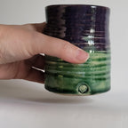 Tea Cup medium size with Wabi Sabi carved design and drippy glazes