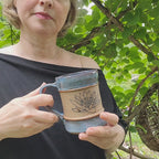 Blue Lotus Mug with blue glaze